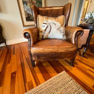 Sheep Skin Wing Back Leather Chair