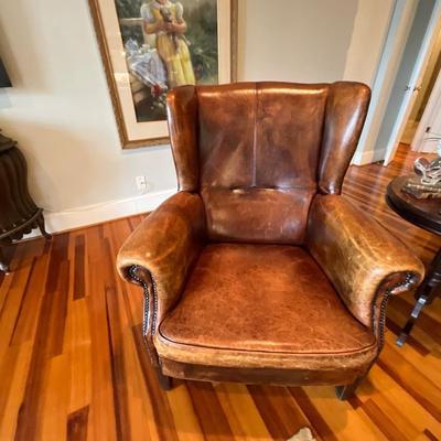 Sheep Skin Wing Back Leather Chair