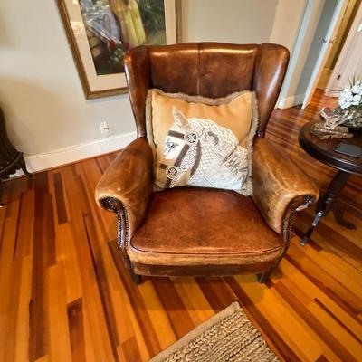 Sheep Skin Wing Back Leather Chair