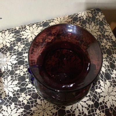 Large Purple and Blue Glass Flower Vase