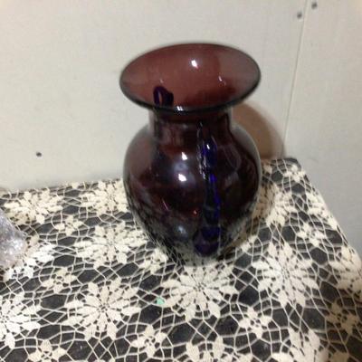 Large Purple and Blue Glass Flower Vase