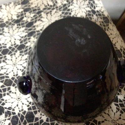 Large Purple and Blue Glass Flower Vase