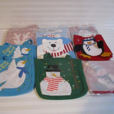 12 - New Designer Christmas Wool Felt Sequined Tote Gift Bag Holder Choice UU