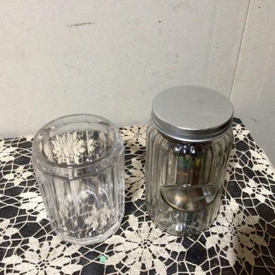 Two Glass Cigar / Tobacco Humidors One With Lid