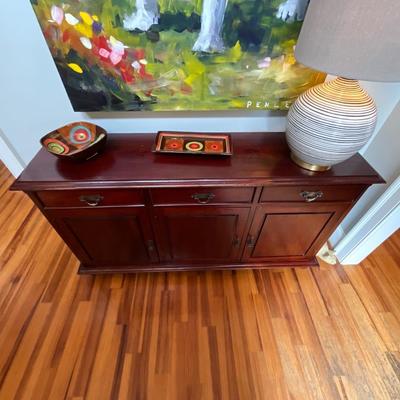 Locking Cherry Wood Console Cabinet
