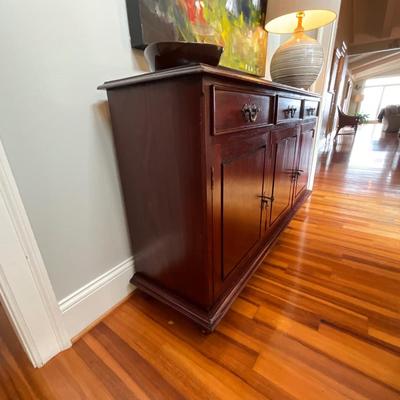 Locking Cherry Wood Console Cabinet