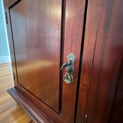 Locking Cherry Wood Console Cabinet