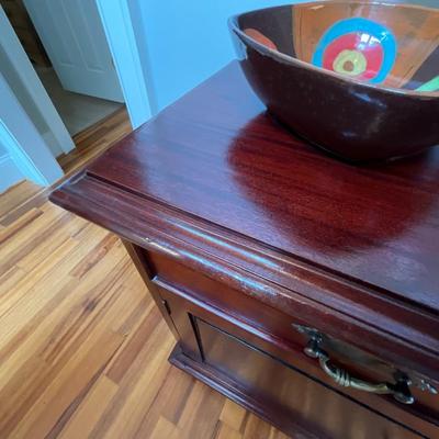 Locking Cherry Wood Console Cabinet