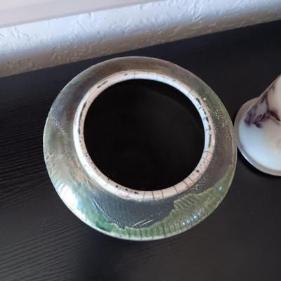 BEAUTIFUL CLAY POT AND A PILLAR CANDLE