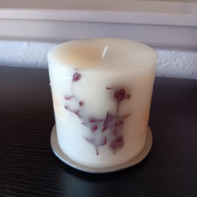 BEAUTIFUL CLAY POT AND A PILLAR CANDLE