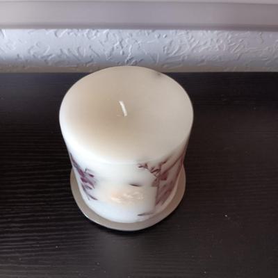 BEAUTIFUL CLAY POT AND A PILLAR CANDLE
