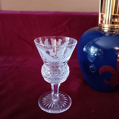 LAMPE BERGER JAR & 2 EDINBURGH CRYSTAL THISTLE SHERRY GLASSES