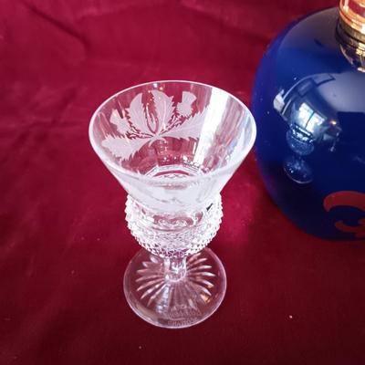 LAMPE BERGER JAR & 2 EDINBURGH CRYSTAL THISTLE SHERRY GLASSES