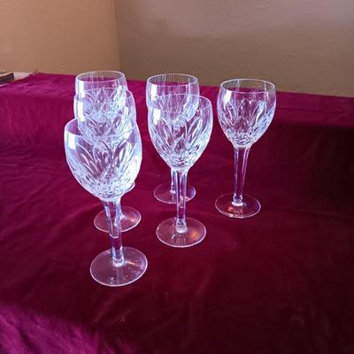 6 WATERFORD CRYSTAL STEMMED GLASSES