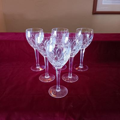 6 WATERFORD CRYSTAL STEMMED GLASSES