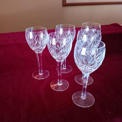 6 WATERFORD CRYSTAL STEMMED GLASSES