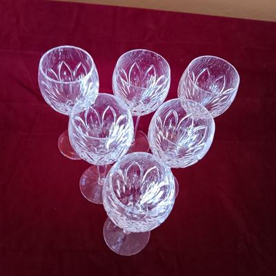6 WATERFORD CRYSTAL STEMMED GLASSES