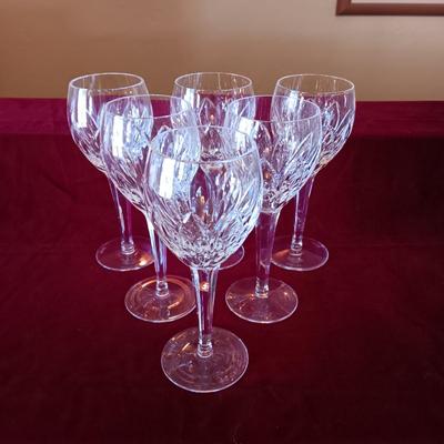 6 WATERFORD CRYSTAL STEMMED GLASSES