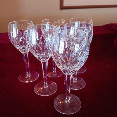 6 WATERFORD CRYSTAL STEMMED GLASSES