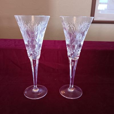 2 WATERFORD CRYSTAL CHAMPAGNE FLUTES
