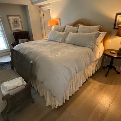 King Size Custom Made Suede Bed, Mattress