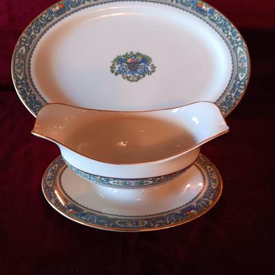 TRULY STUNNING LENOX PRESIDENTIAL COLLECTION "AUTUMN" PLATTER AND GRAVY BOAT