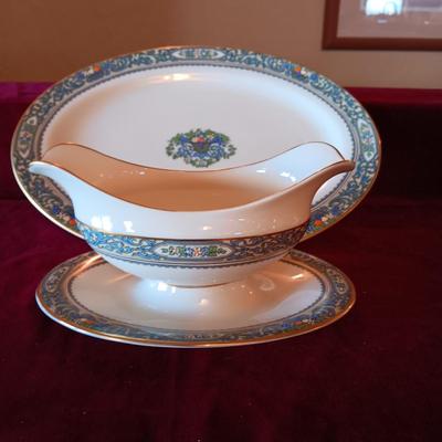 TRULY STUNNING LENOX PRESIDENTIAL COLLECTION "AUTUMN" PLATTER AND GRAVY BOAT