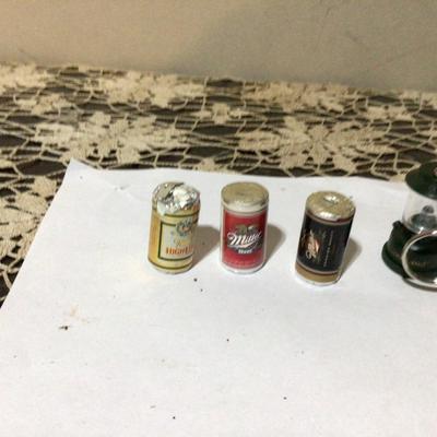 Three Miller Mini Mints Shaped Like Beer Cans, and Coleman Lantern Key Chain