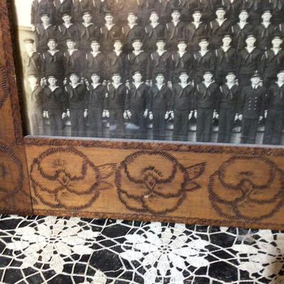 Navy Group Photo in Folk Art Wood Frame