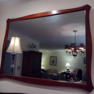 Large Wooden Framed Wall Mirror- Approx 46" x 34"