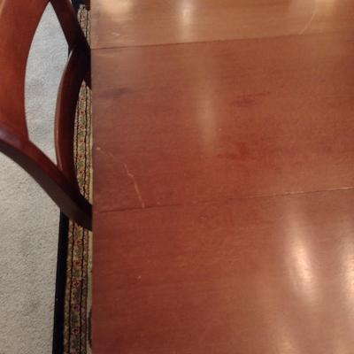 Vintage Wooden Dining Table with Six Cane Seat Chairs
