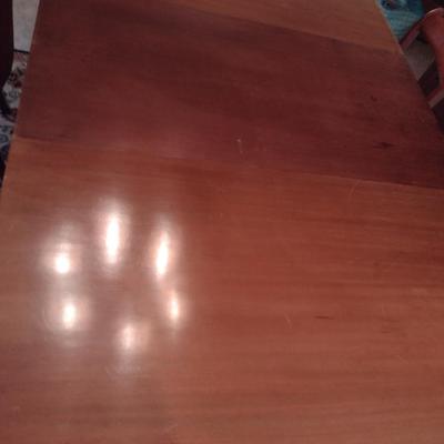 Vintage Wooden Dining Table with Six Cane Seat Chairs