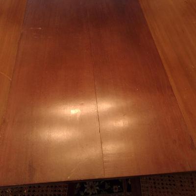 Vintage Wooden Dining Table with Six Cane Seat Chairs