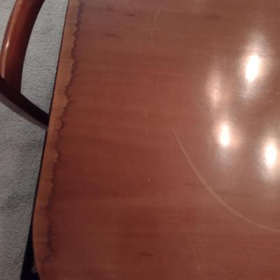 Vintage Wooden Dining Table with Six Cane Seat Chairs