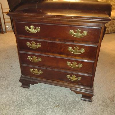 Wooden Chippendale Style Four Drawer Bachelor's Chest- Made by Hammary