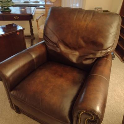 Bassett Pushback Reclining Chair with Brass Tack Accents