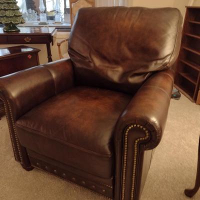 Bassett Pushback Reclining Chair with Brass Tack Accents