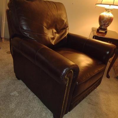 Bassett Pushback Reclining Chair with Brass Tack Accents