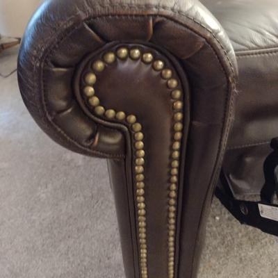 Bassett Pushback Reclining Chair with Brass Tack Accents