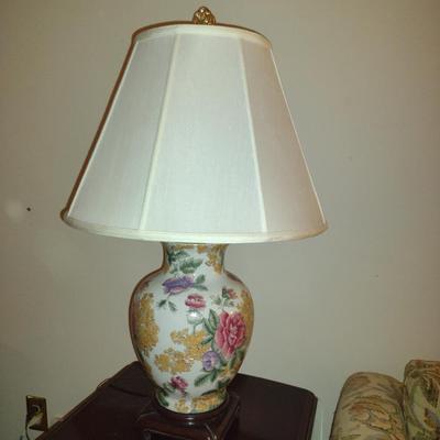 Ceramic Floral Design Table Top Lamp with Shade- Approx 27 1/2" Tall