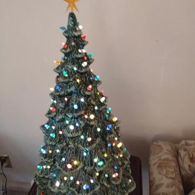 Large, Vintage (1980) Ceramic Christmas Tree- Nowell's Molds- Approx 29" Tall with Star