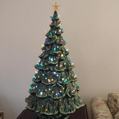Large, Vintage (1980) Ceramic Christmas Tree- Nowell's Molds- Approx 29" Tall with Star