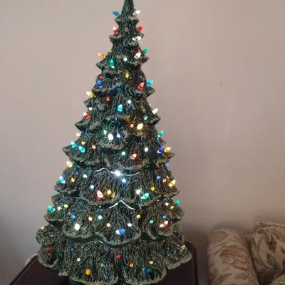 Large, Vintage (1980) Ceramic Christmas Tree- Nowell's Molds- Approx 29" Tall with Star