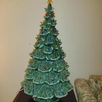 Large, Vintage (1980) Ceramic Christmas Tree- Nowell's Molds- Approx 29" Tall with Star