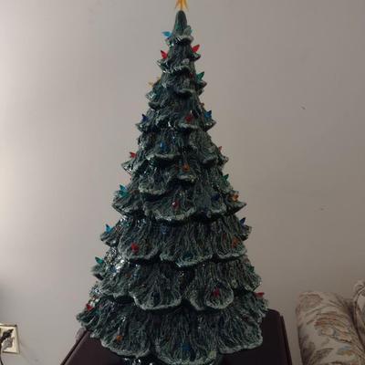 Large, Vintage (1980) Ceramic Christmas Tree- Nowell's Molds- Approx 29" Tall with Star