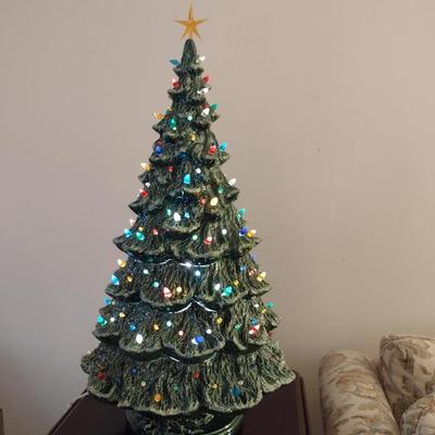 Large, Vintage (1980) Ceramic Christmas Tree- Nowell's Molds- Approx 29" Tall with Star