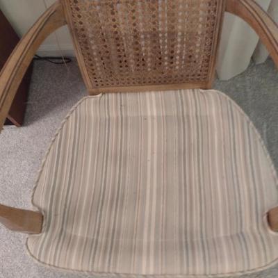 Wooden Framed High Back Caned Chair with Upholstered Seat and Head Rest (Choice B)