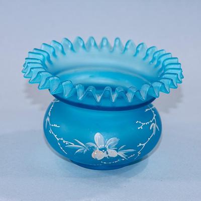 HAND PAINTED RUFFLE TOP ROSE BOWL