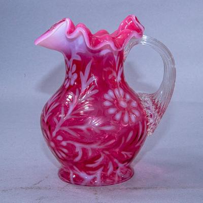 FENTON CRANBERRY DAISY & FERN PITCHER