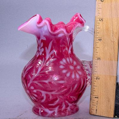 FENTON CRANBERRY DAISY & FERN PITCHER